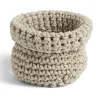 Panière rangement salle de bain ronde effet bouclette marron Ø10xH13cm < Gifi
