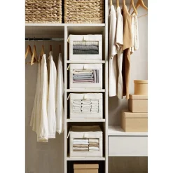 Panière rangement vêtement avec couvercle et fenêtre beige 35,5x26xH21,5cm < Gifi Sale