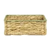 Panière rectangulaire jacinthe tressée naturel avec bord vert 32x22xH12cm
