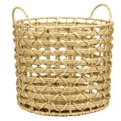 Panière ronde papier tressé et métal Ø30xH30cm