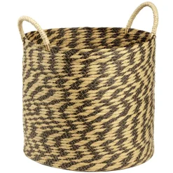Panière ronde roseau et papier naturel noir Ø35xH35cm < Gifi Clearance