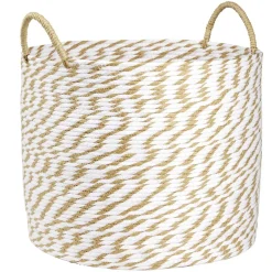 Panière ronde roseau et papier naturel blanc Ø42xH35cm