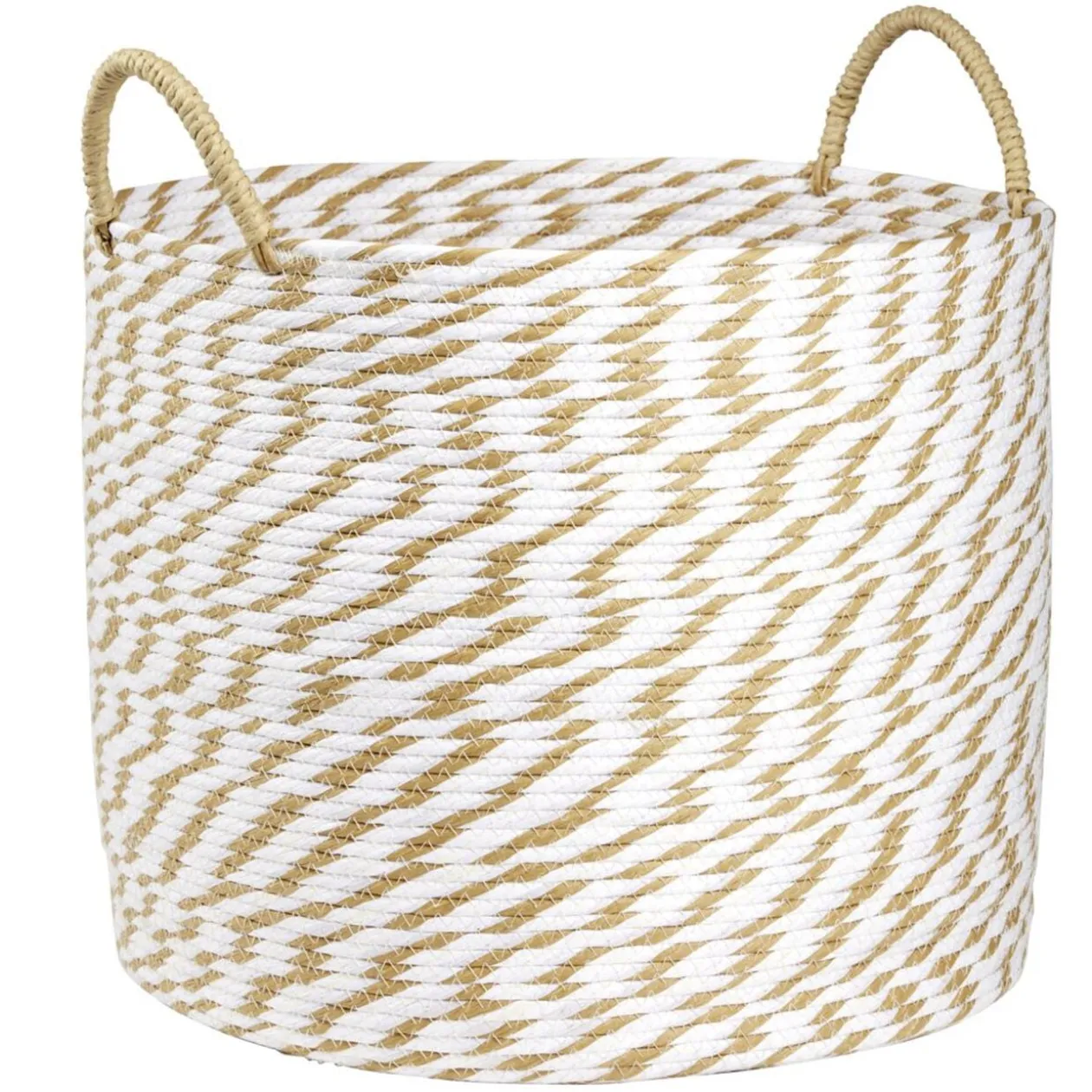Panière ronde roseau et papier naturel blanc Ø42xH35cm