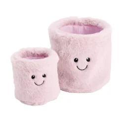 Panière ronde x2 fourrure rose visage mignon Ø11et16,5cm < Gifi Best