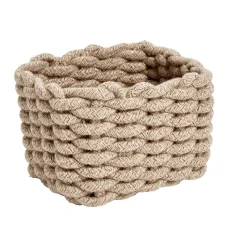 Panière salle de bain beige tressée coton à poser 15x20xH15cm < Gifi Outlet