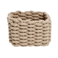 Panière salle de bain beige tressée coton à poser 15x20xH15cm < Gifi Outlet