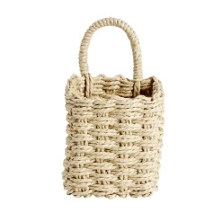 Panière tressée carrée à suspendre beige 12x12xH13cm