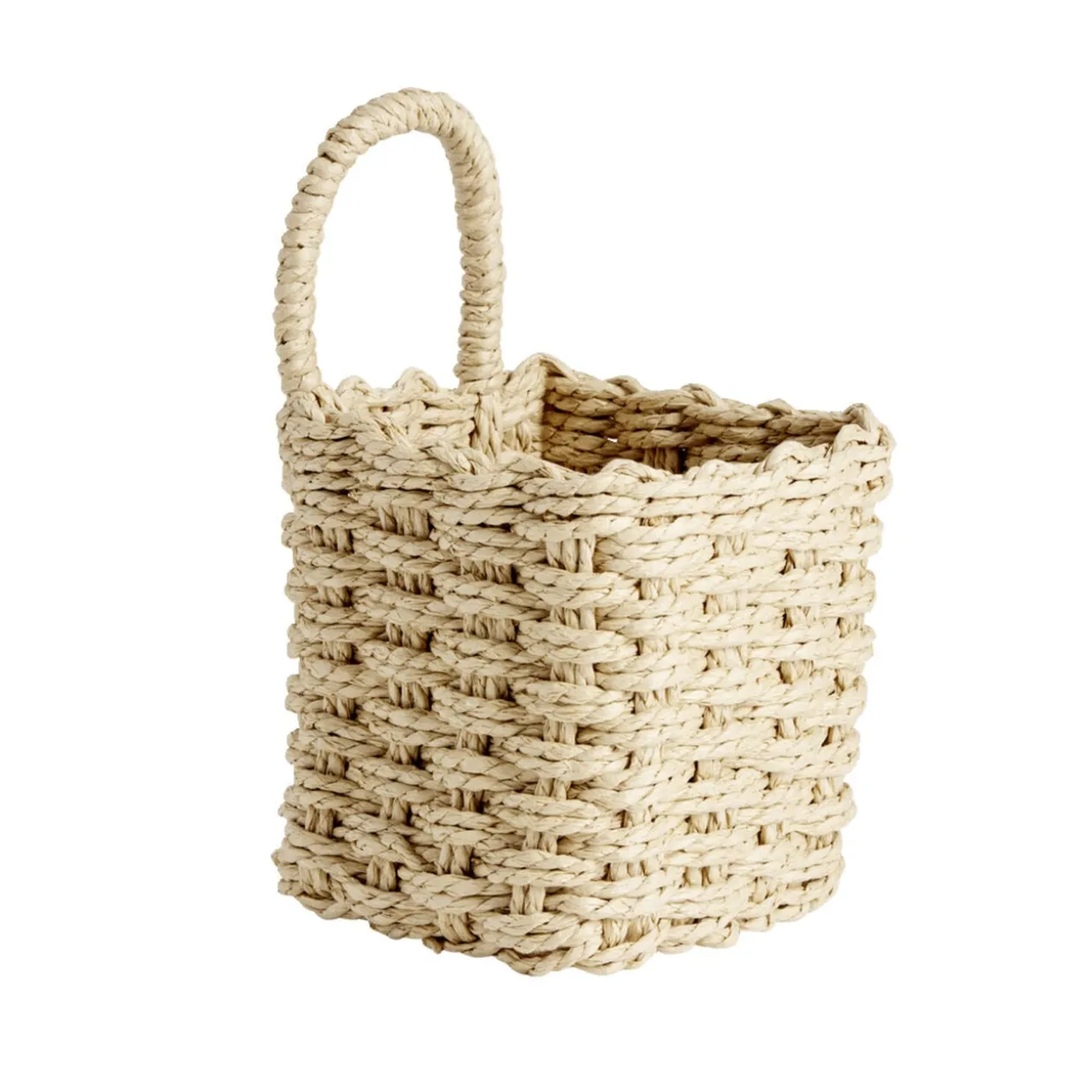 Panière tressée carrée à suspendre beige 12x12xH13cm