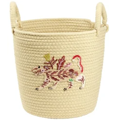 Panière tressée en coton motif animaux Ø30xH35cm (2 modèles)