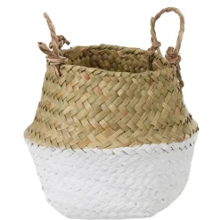 Panière tressée jonc de mer bicolore blanc naturel < Gifi Best