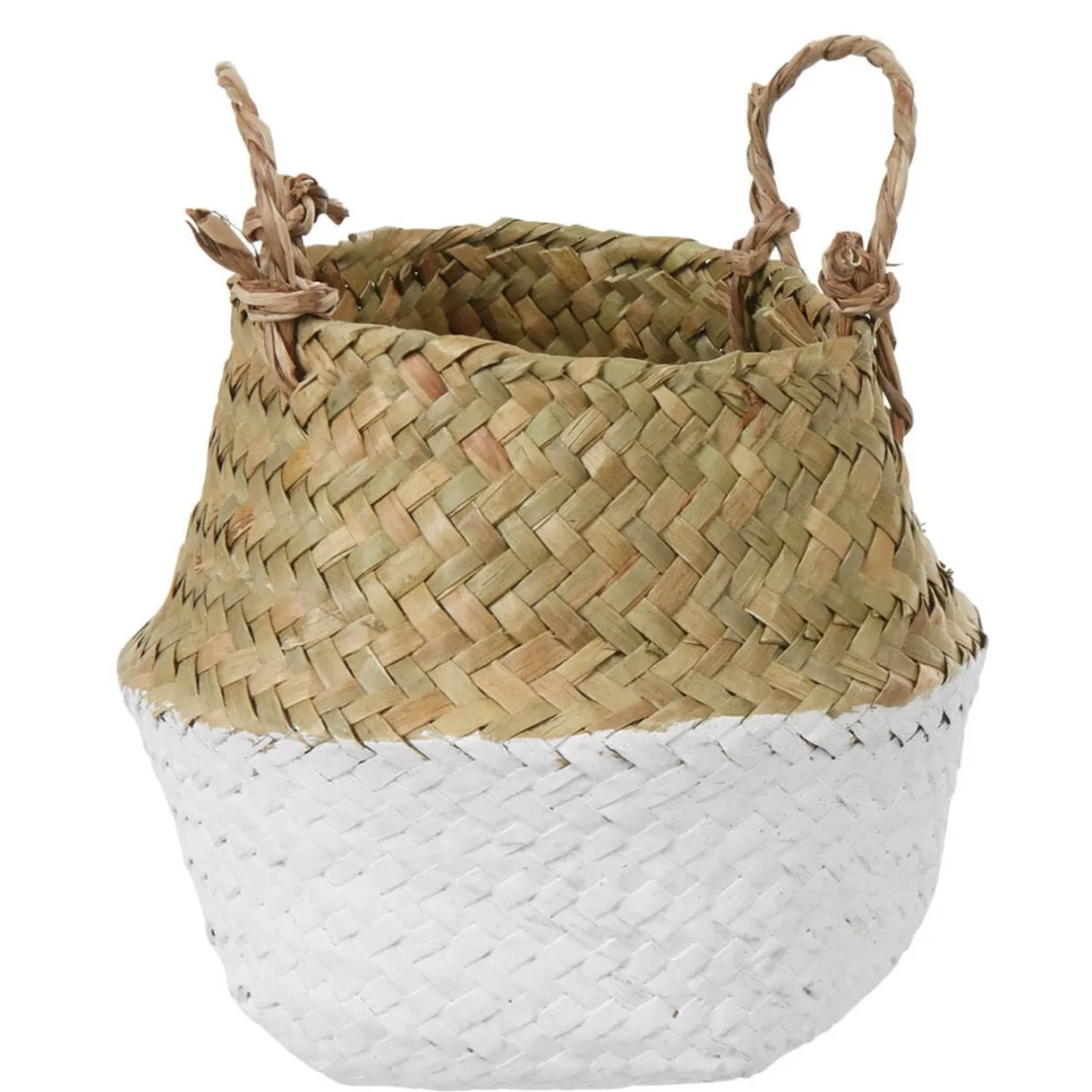 Panière tressée jonc de mer bicolore blanc naturel < Gifi Best