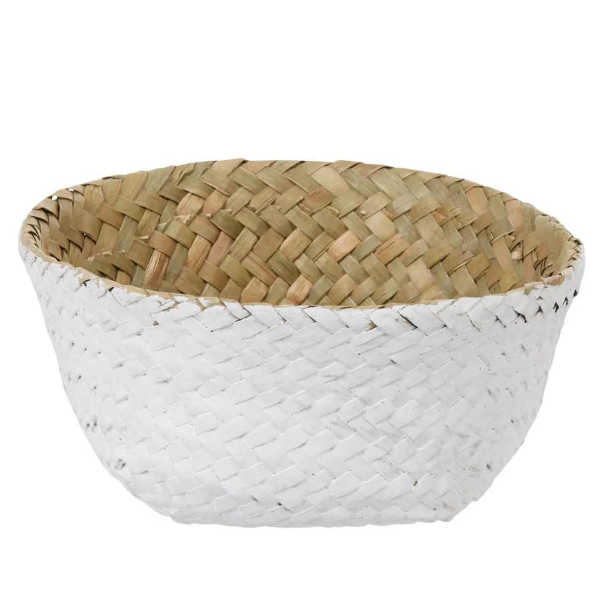 Panière tressée jonc de mer bicolore blanc naturel < Gifi Best