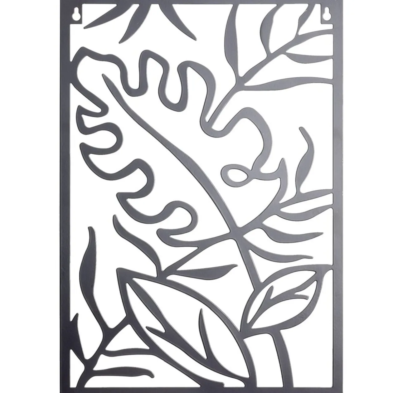 Panneau décoratif mural en métal noir motif feuillage 28xH40cm