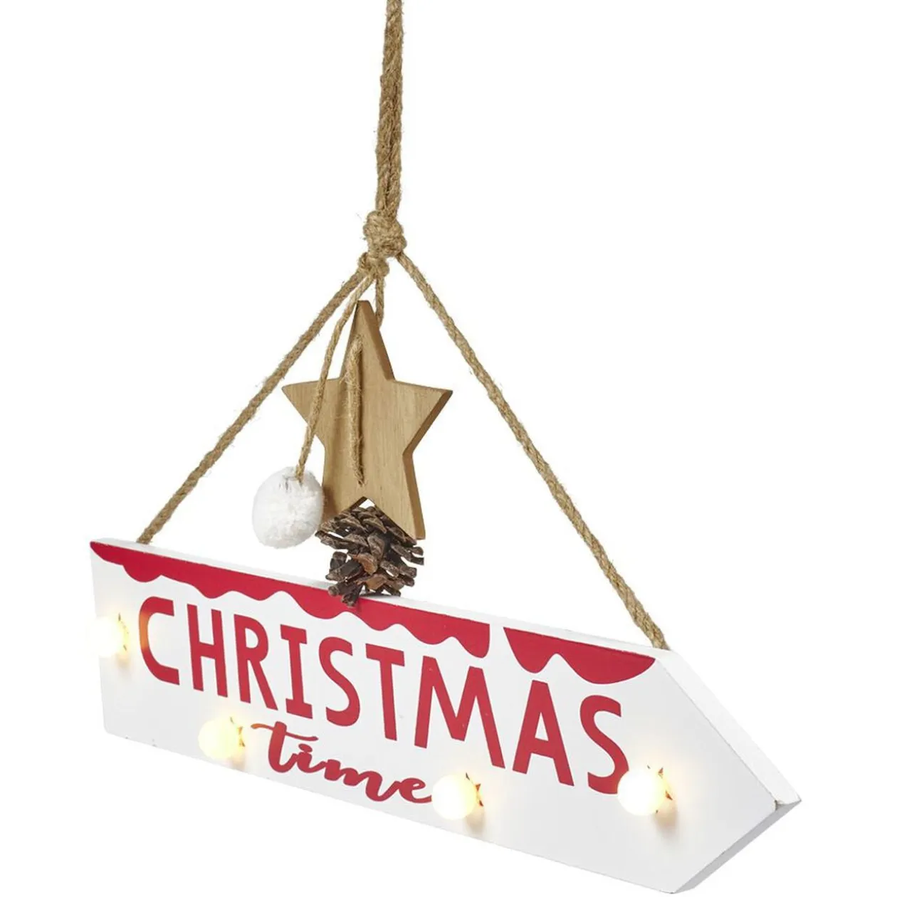 Panneau directionnel lumineux de Noël à suspendre L39,5cm blanc chaud