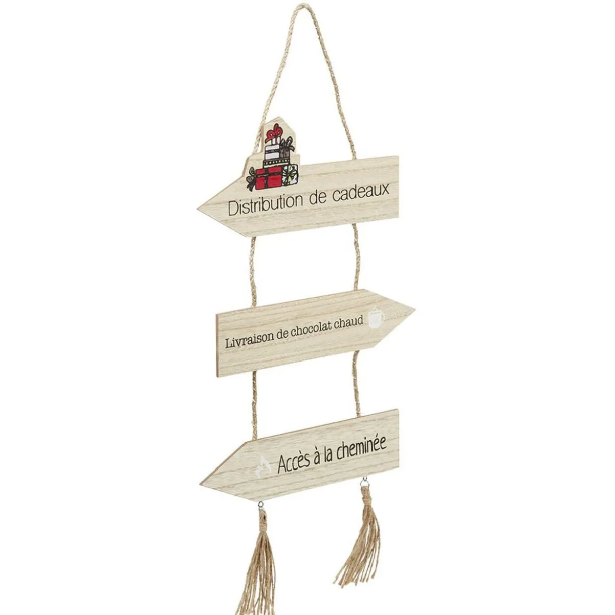 Panneau directionnel lumineux de Noël en bois
