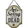Panneau Halloween inscription Sorry we're dead en bois L22,75xH33,75cm