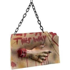 Panneau à suspendre Halloween This way main coupée ensanglantée < Gifi New