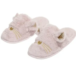 Pantoufles chaussons chat rose et doré (3 tailles) < Gifi Online