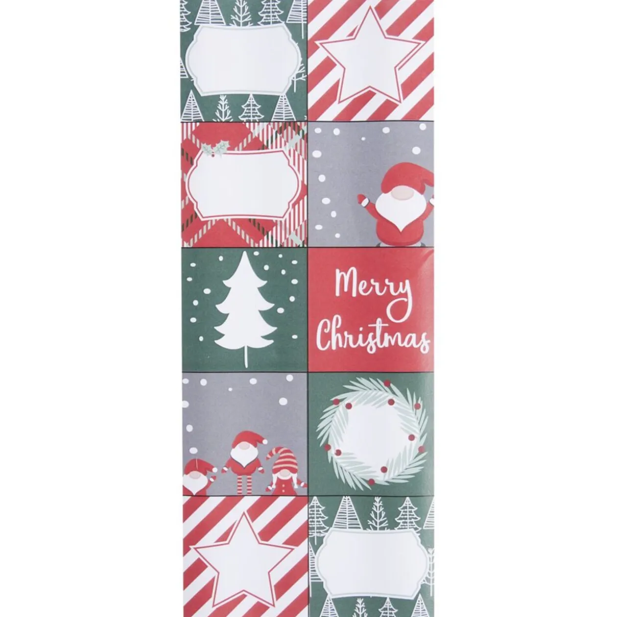 Papier cadeau Noël rouleau x3 avec 20 étiquettes autocollantes traditionnel