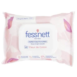 Papier toilette humide Fessnett fleur de coton 50 feuilles