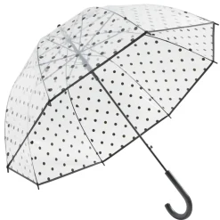 Parapluie canne automatique transparent et pois noir L87cm < Gifi Hot
