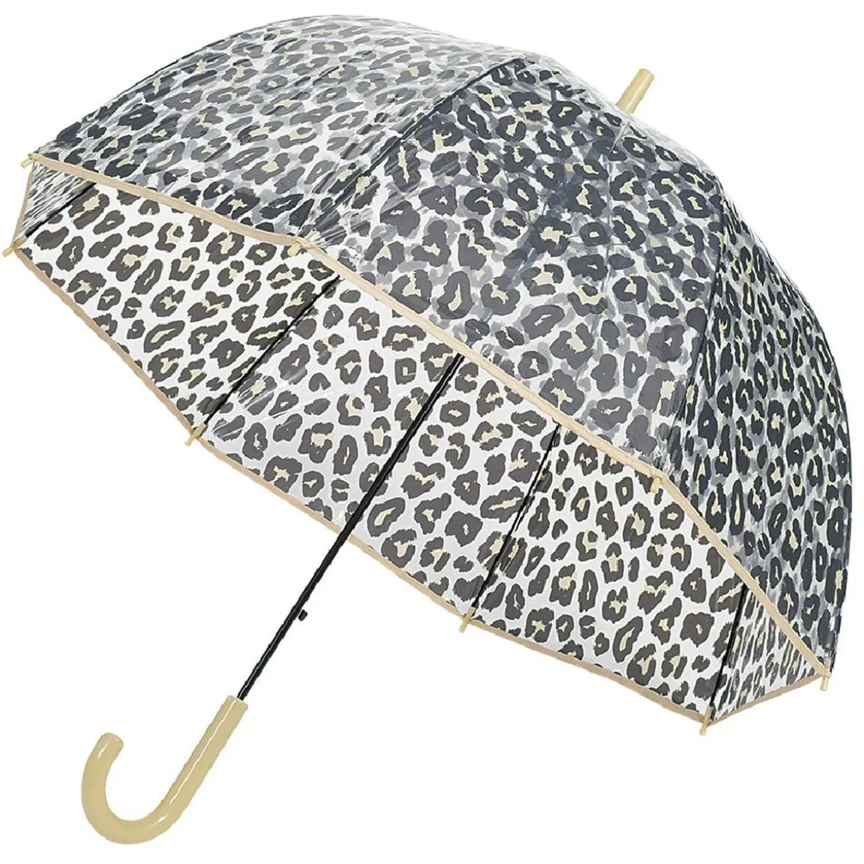 Parapluie canne transparent imprimé léopard