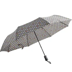 Parapluie pliable automatique uni gris et pois couleur L24cm
