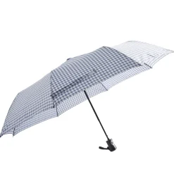 Parapluie pliable automatique vichy bleu et blanc L24cm