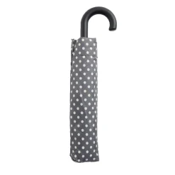 Parapluie pliable manuel uni gris et pois blanc L24cm