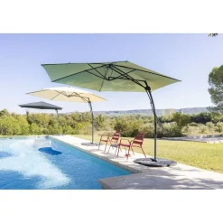 Parasol déporté Malaga Ø345xH245cm vert < Gifi Hot