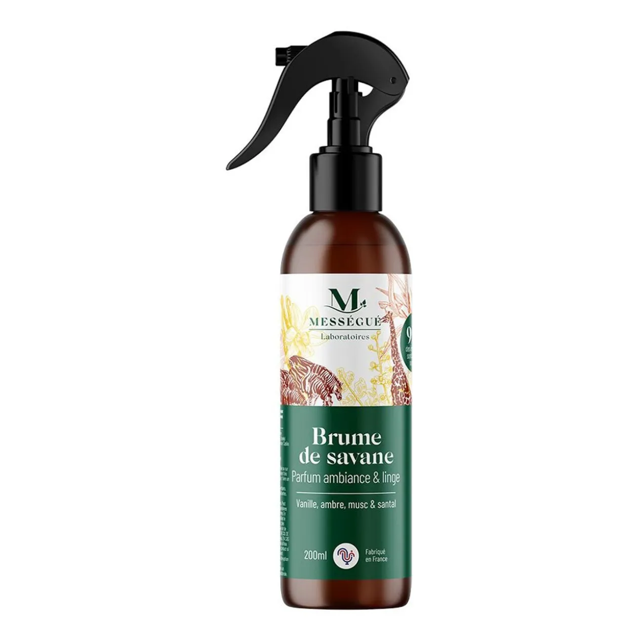 Parfum d'ambiance et linge brume de savane vanille ambre musc Mességué 200ml