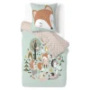 Parure de lit enfant 1 personne 140x200cm réversible motif forêt renard vert < Gifi Discount