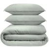 Parure de lit L240X220 cm gaze de coton 1 housse 2 taies 63X63 cm uni vert