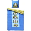 Parure de lit 1 personne Les Minions polycoton bleu et jaune 140x200cm