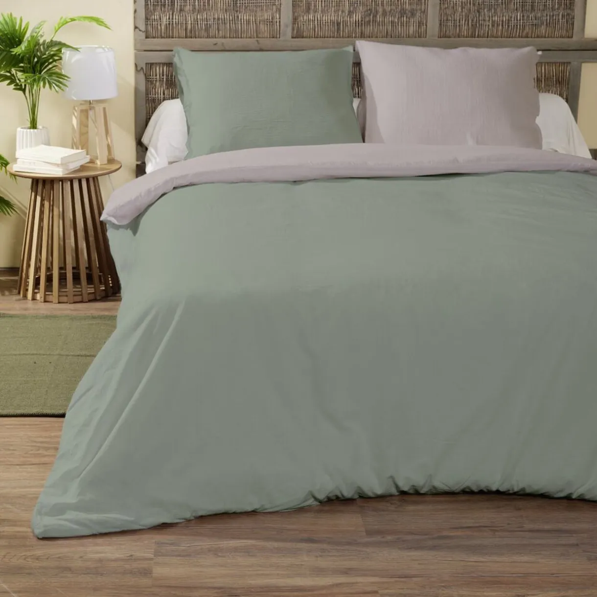 Parure de lit 2 personnes 240x260cm bicolore 3 pièces (2 modèles) < Gifi Online