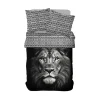Parure de lit 2 personnes 240x220cm coton motif lion noir et blanc < Gifi