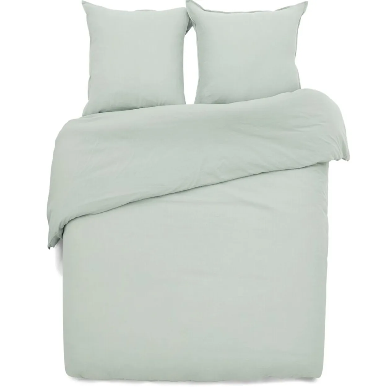 Parure de lit 2 personnes 260x240cm gaze de coton vert céladon