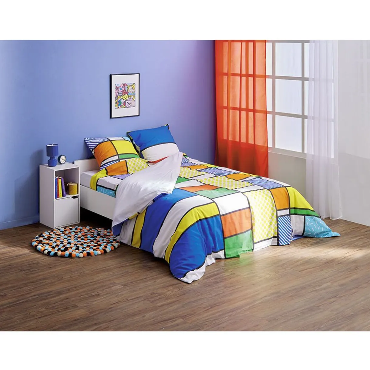 Parure de lit 2 personnes 260x240 cm king size patchwork 5 pièces < Gifi Outlet