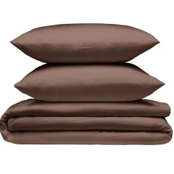 Parure de lit 2 personnes 240x260cm microfibre unie 2 taies 63x63cm marron < Gifi Hot