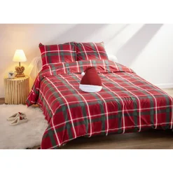 Parure de lit 2 personnes 240x220cm Noël tartan rouge < Gifi Online