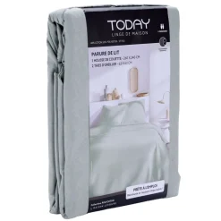 Parure de lit 2 personnes 240x260cm polycoton uni 2 taies 63x63cm (2 modèles) < Gifi Outlet