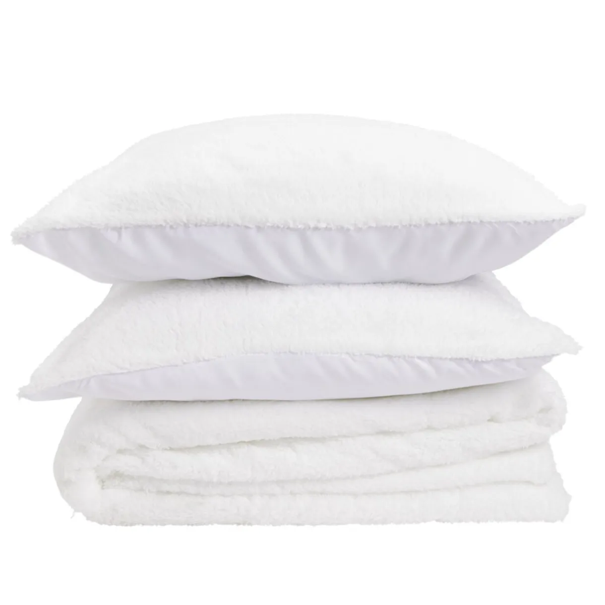 Parure de lit 2 personnes 240x220cm polyester toucher fourrure blanc < Gifi New