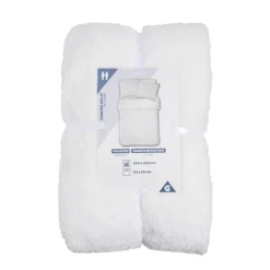 Parure de lit 2 personnes 240x220cm polyester toucher fourrure blanc < Gifi New