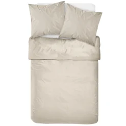 Parure de lit 2 personnes 240x220cm polyester tissu satiné beige