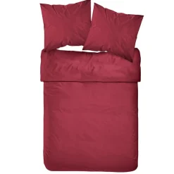 Parure de lit 2 personnes 240x220cm polyester tissu satiné rouge 3 pièces < Gifi New