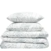 Parure de lit 2 personnes 240x220cm polyester motif feuillage blanc et vert < Gifi