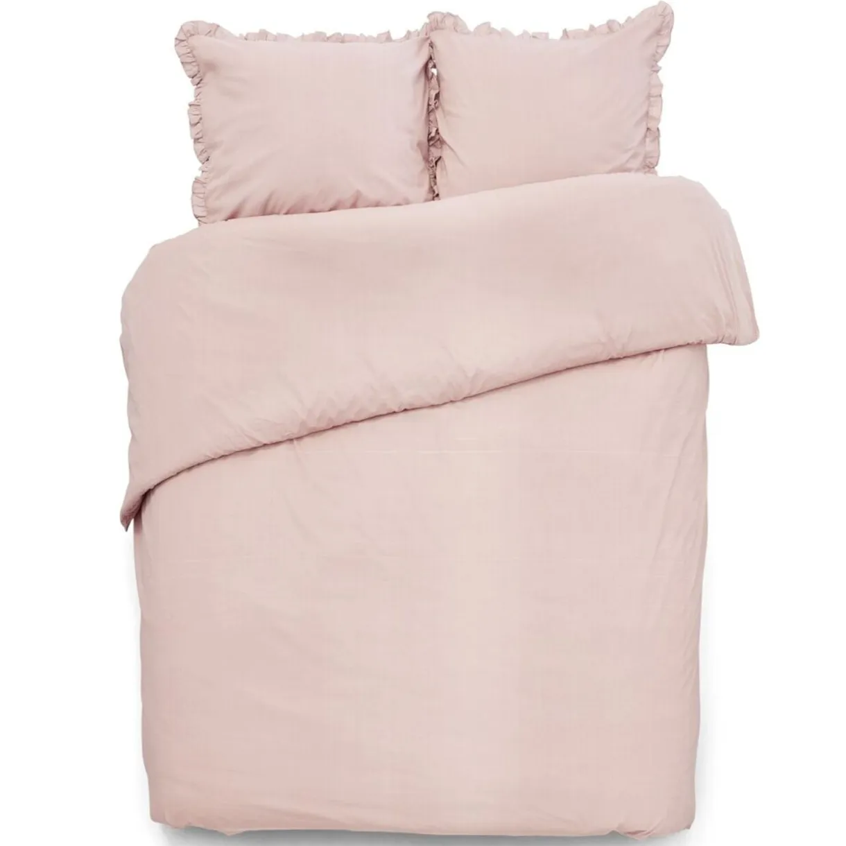 Parure de lit 2 personnes 220x240cm rose uni avec volants < Gifi Online