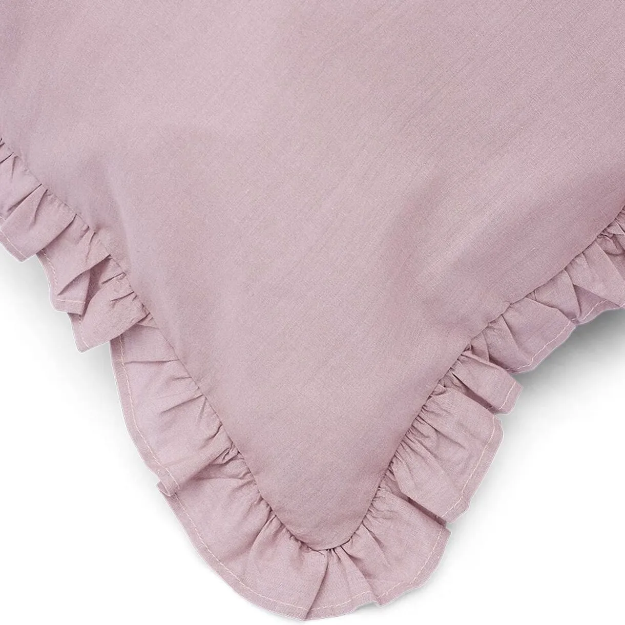 Parure de lit 2 personnes 220x240cm rose uni avec volants < Gifi Online