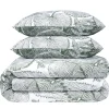 Parure de lit 2 personnes 240x220cm réversible motif végétal vert
