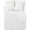 Parure de lit 2 personnes 240x220cm réversible rayure blanc et beige